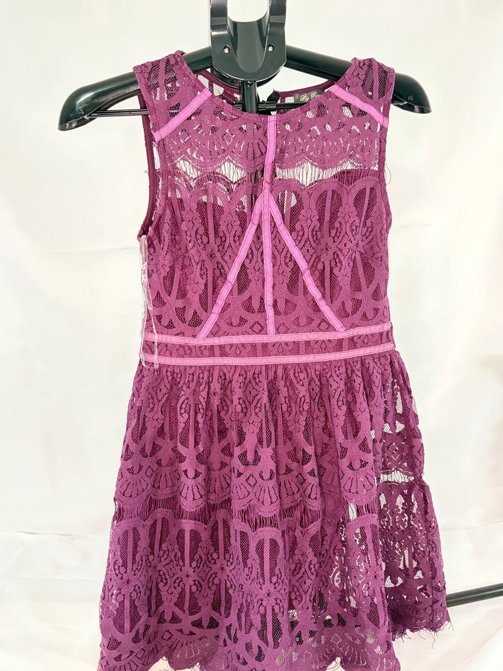 Lily Rose Women’s M Plum Lace Sleeveless Fit & Flare Dress NWT